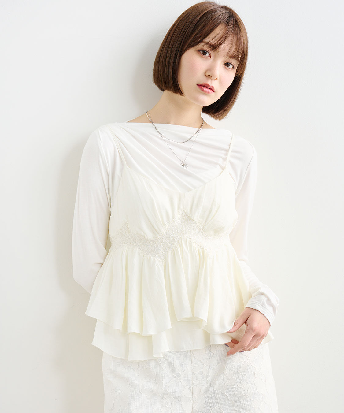 COCO DEAL「アシメネックドレープカットソー」|Tシャツ・カットソー|