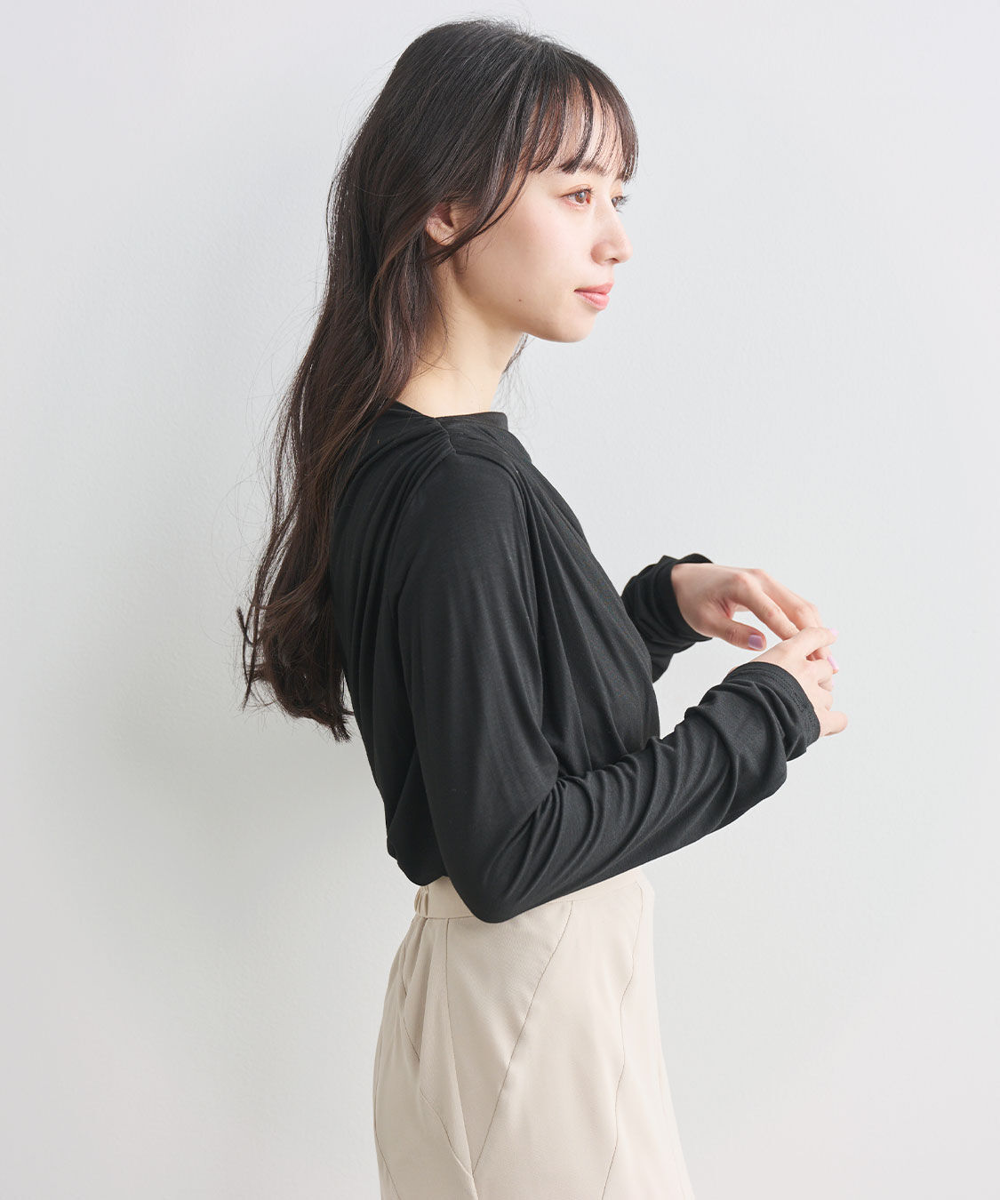 COCO DEAL「アシメネックドレープカットソー」|Tシャツ・カットソー|