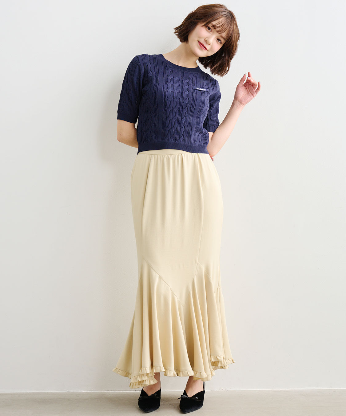 COCO DEAL「ケーブルハーフスリーブニット」|ニット・セーター|