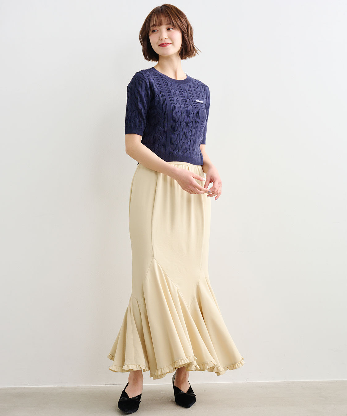 COCO DEAL「ケーブルハーフスリーブニット」|ニット・セーター|