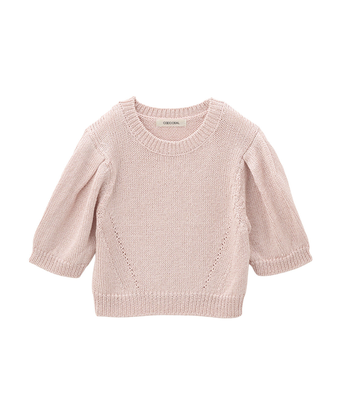 COCO DEAL「シャイニーリリヤーンハーフスリーブニット」|ニット・セーター|ピンク