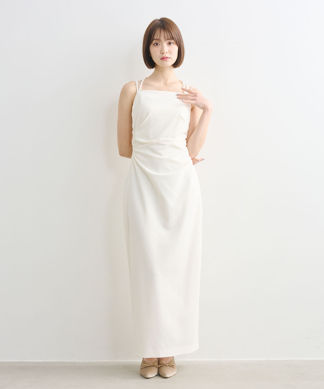 COCO DEAL「ウエストギャザーキャミワンピース」|ワンピース|アイボリー