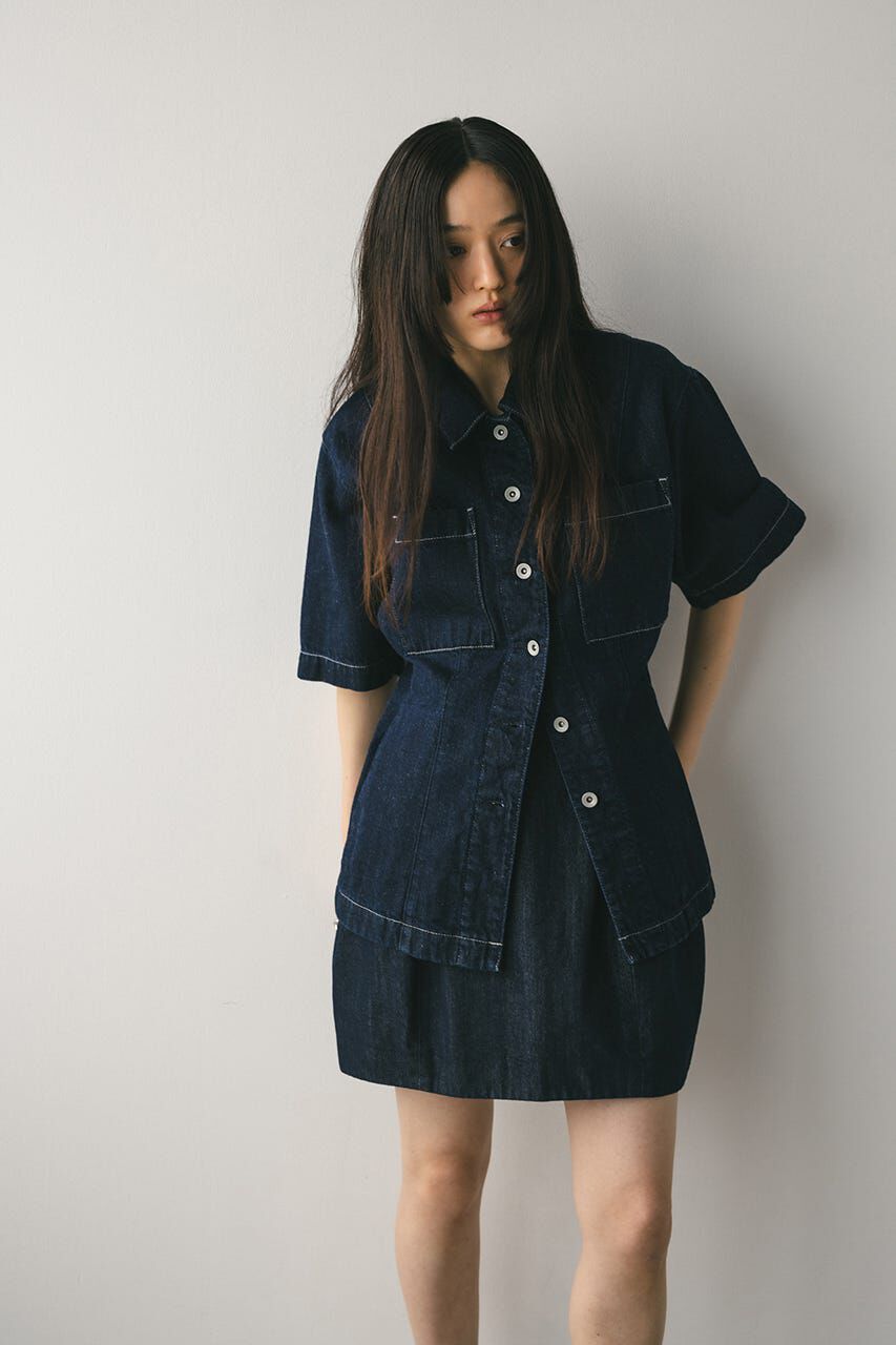 STYLEMIXER「ハーフスリーブシェイプデニムシャツ」|シャツ・ブラウス|