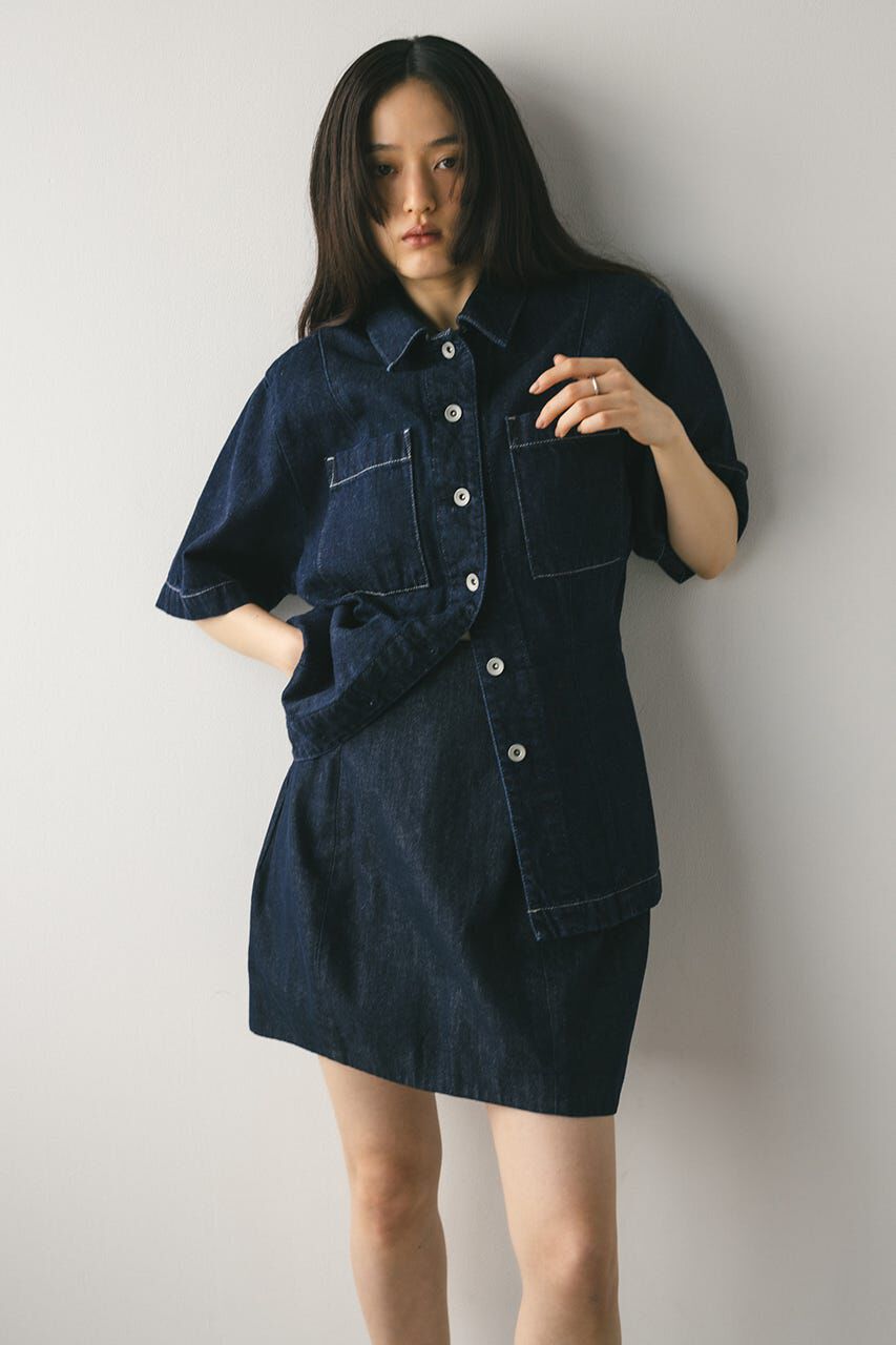 STYLEMIXER「ハーフスリーブシェイプデニムシャツ」|シャツ・ブラウス|