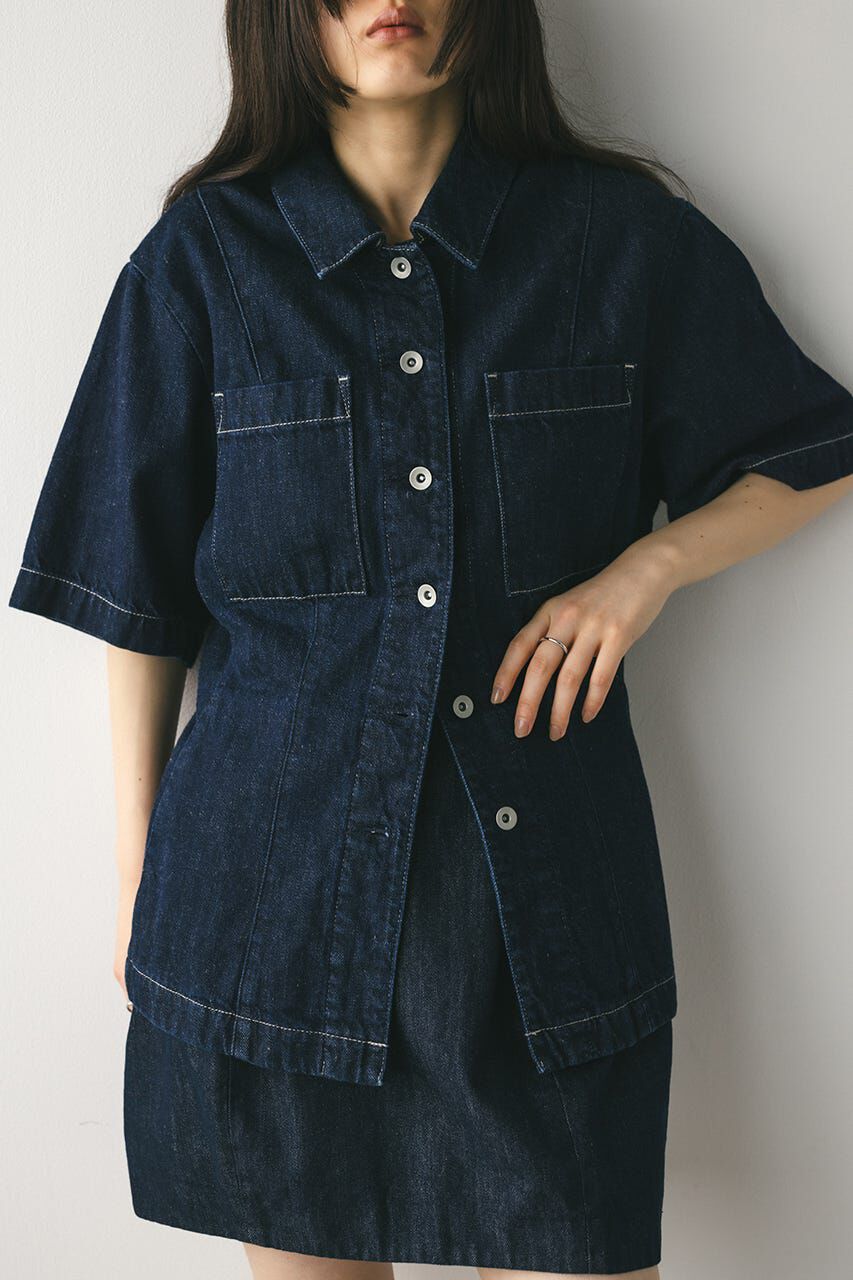 STYLEMIXER「ハーフスリーブシェイプデニムシャツ」|シャツ・ブラウス|