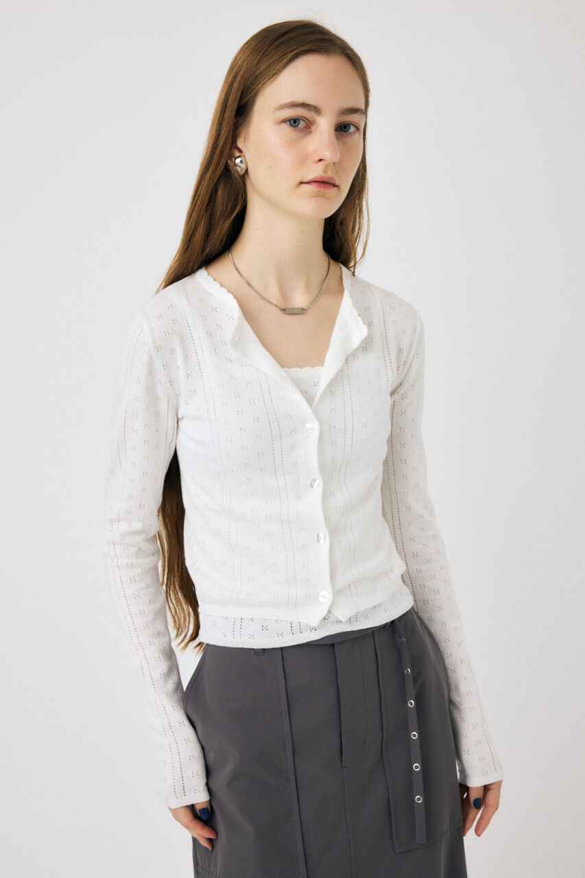 MOUSSY「PICOT EYELET ニットアンサンブル」|ニット・セーター|O/WHT1