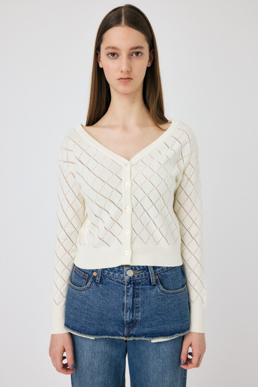 MOUSSY「EYELET ニットカーディガン」|ニット・セーター|