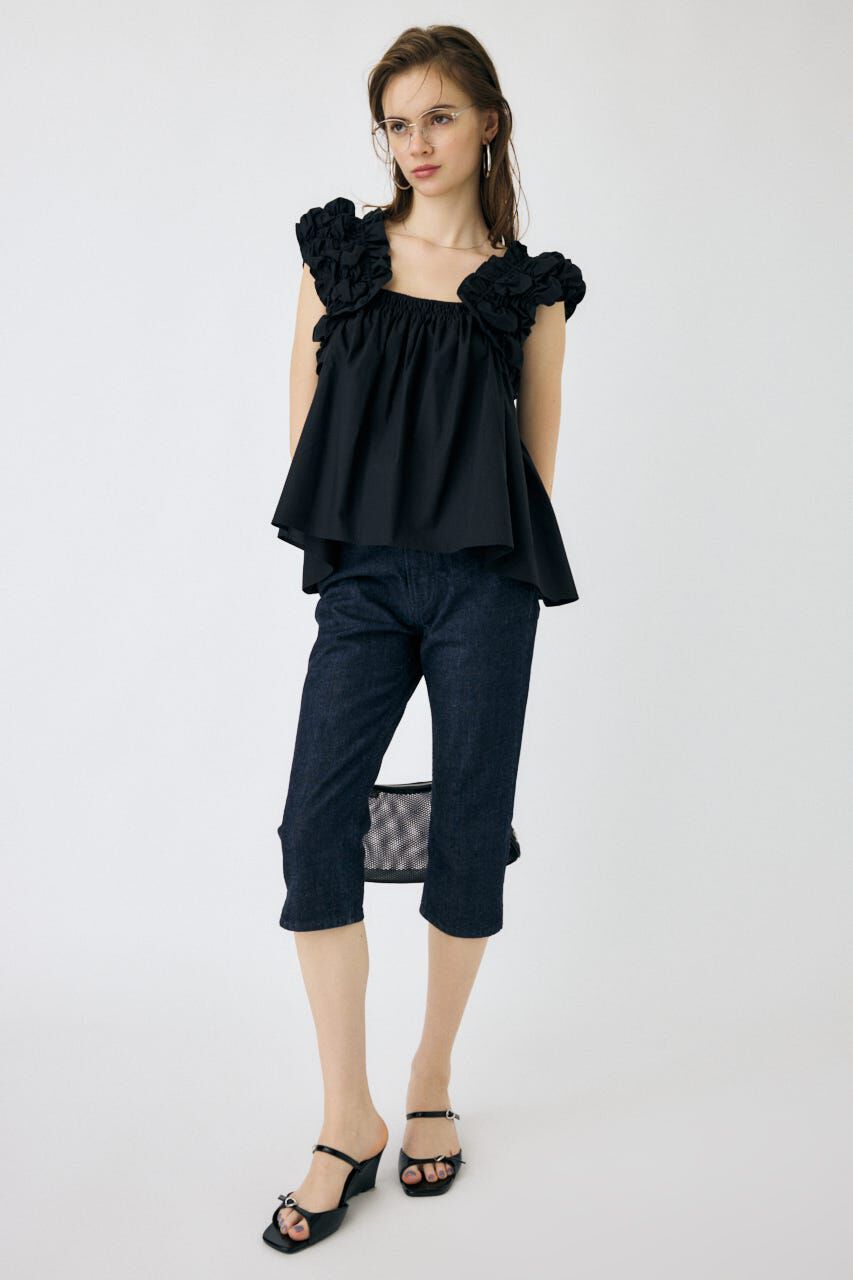 MOUSSY「HEM SLIT カプリ」|デニム|