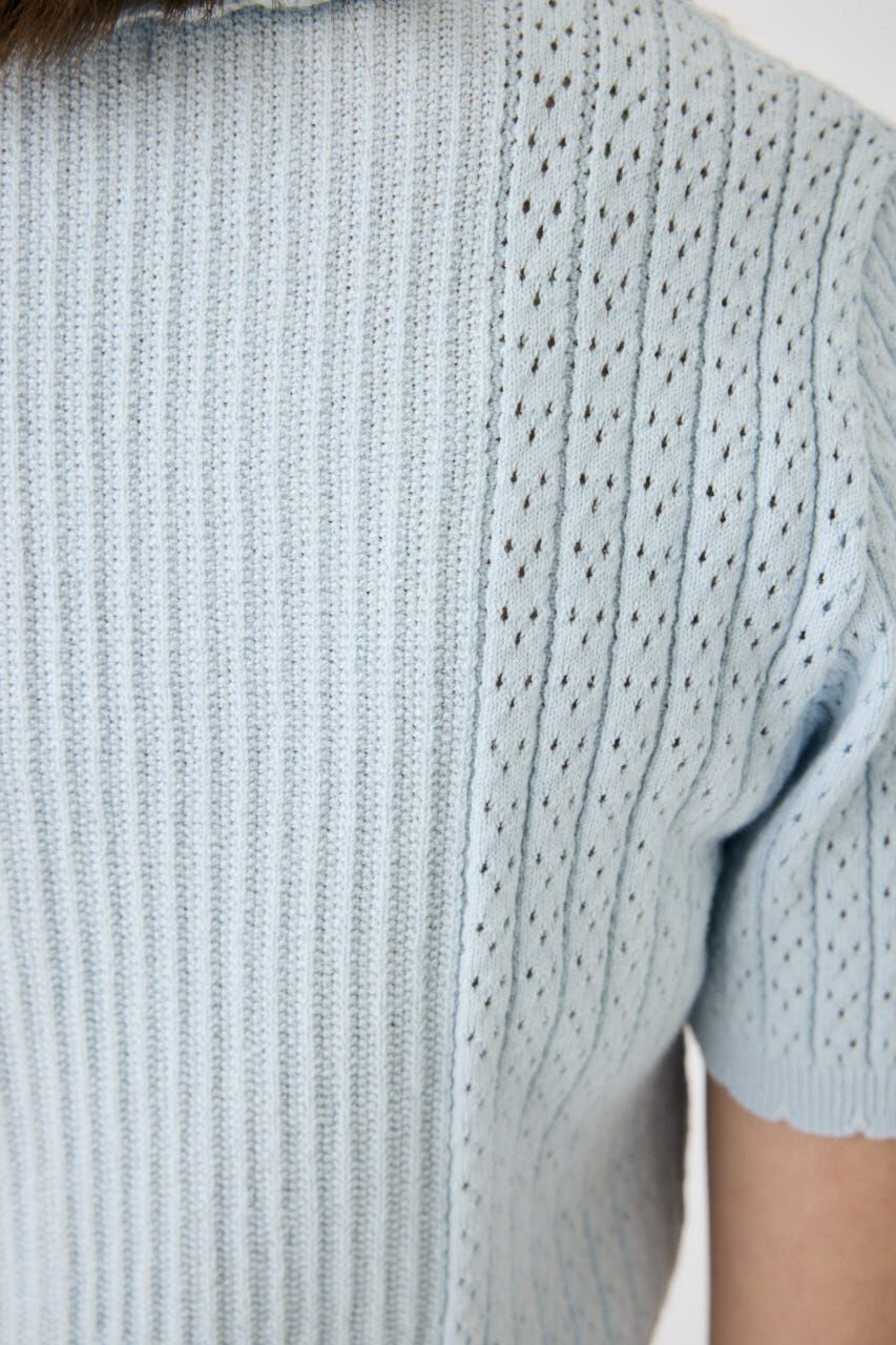 MOUSSY「POINTELLE KNIT H/S シャツ」|ニット・セーター|