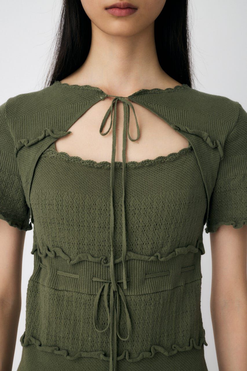 MOUSSY「BOW DESIGN KNIT ミニ  ドレス」|ワンピース|