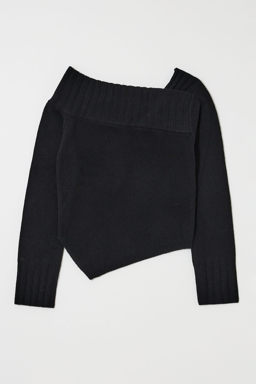 MOUSSY「ASYMMETRY トップス」|ニット・セーター|BLK