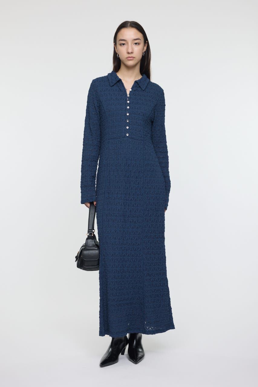 MOUSSY「L/S MERMAID LACE LONG ドレス」|ワンピース|NVY