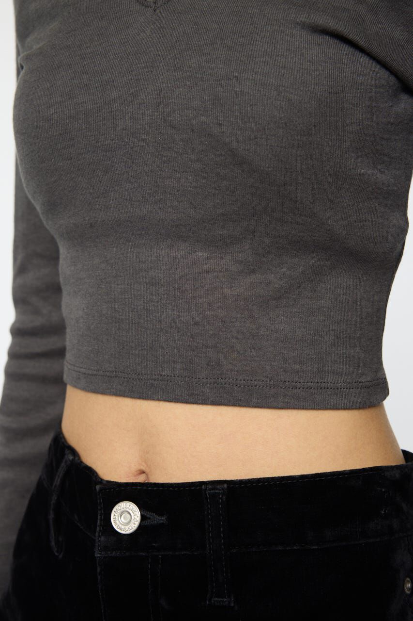 MOUSSY「DEEP V CUP ロングスリーブTEE」|Tシャツ・カットソー|