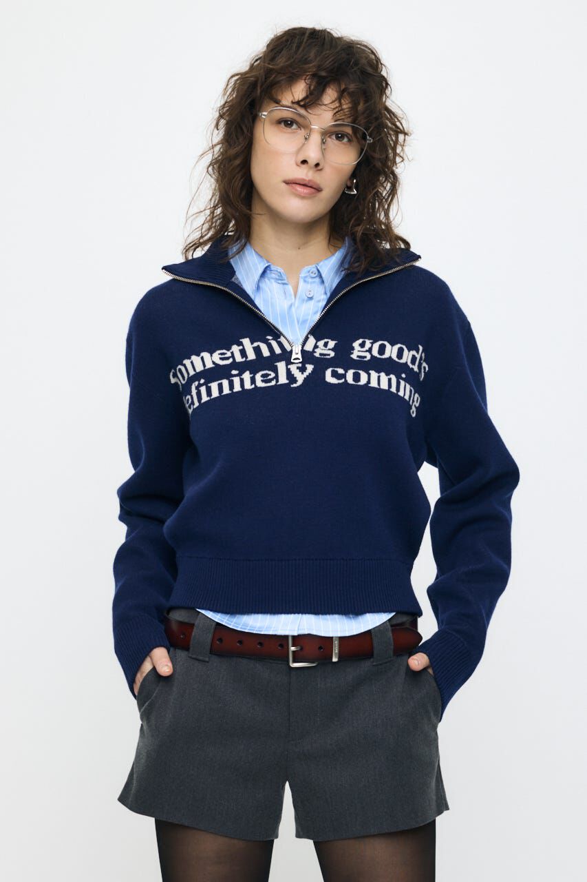 MOUSSY「LETTERED HALF ZIPセーター」|ニット・セーター|