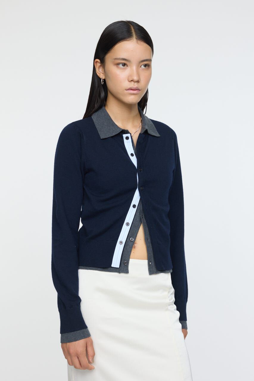 MOUSSY「DOUBLE LAYERED ニットシャツ」|シャツ・ブラウス|D/NVY3