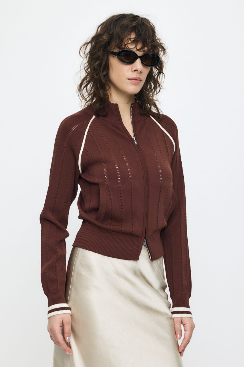 MOUSSY「MIX PATTERN KNIT TRACK トップス」|ニット・セーター|