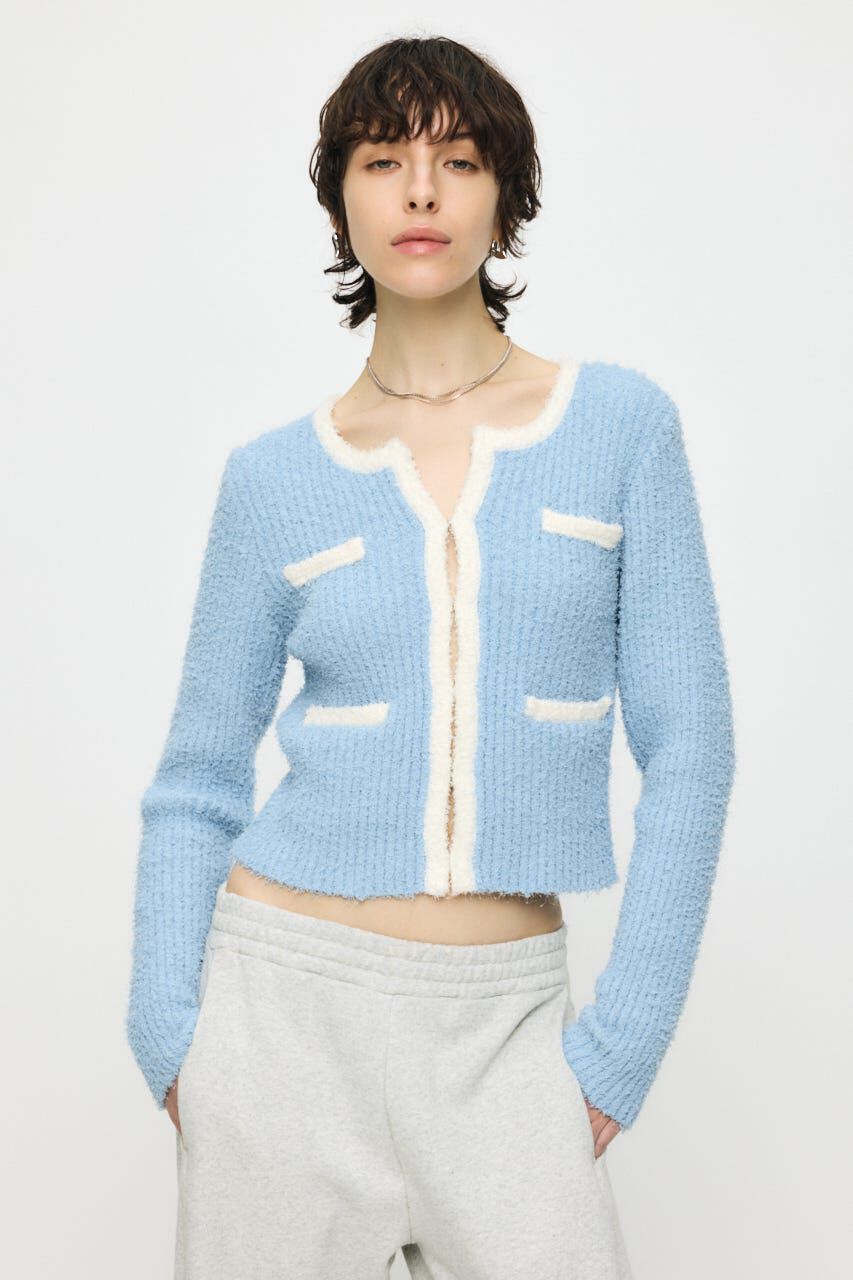 MOUSSY「FANCY YARN BI COLOR カーディガン」|カーディガン|L/BLU1