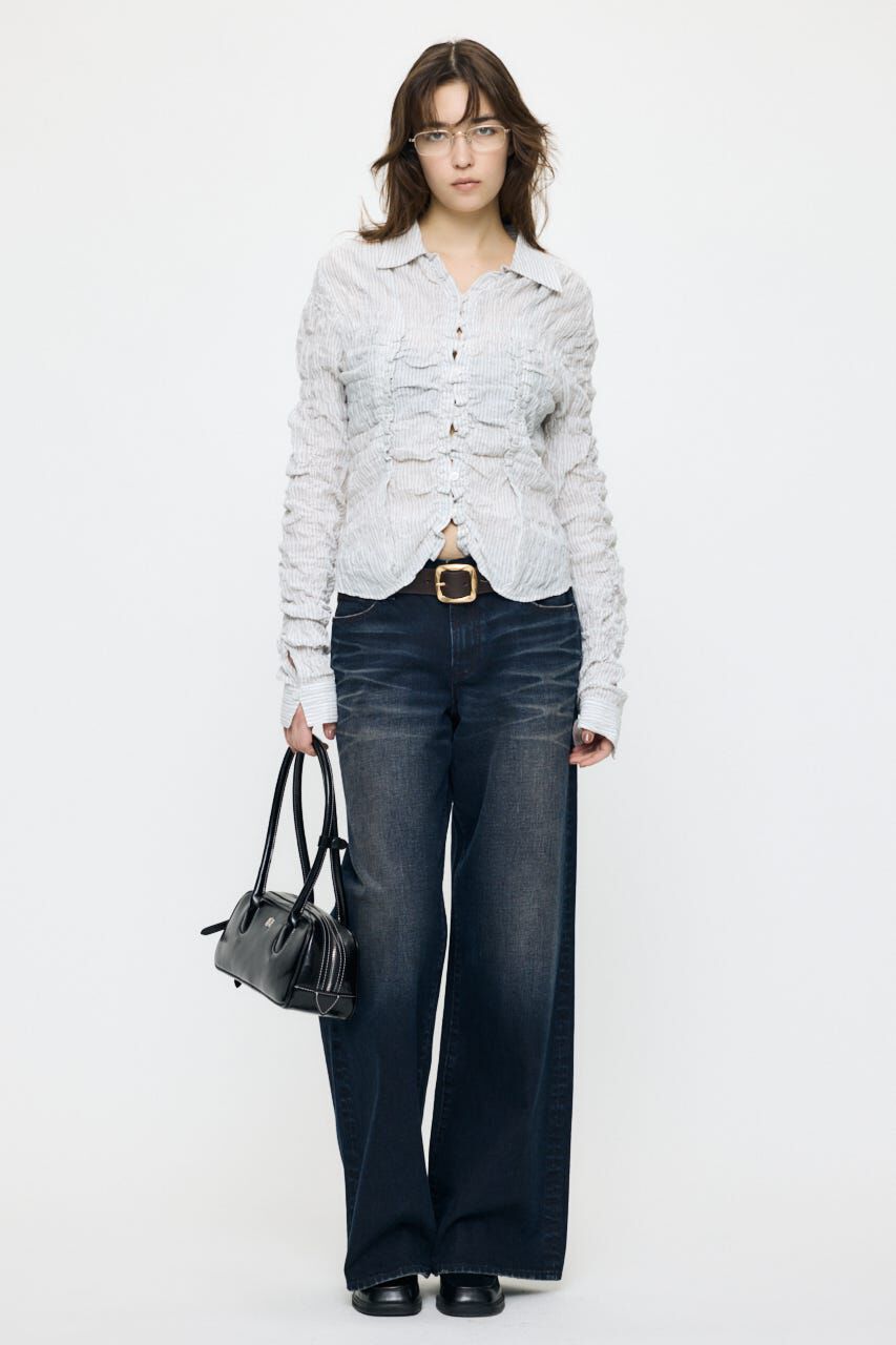 MOUSSY「BUTTON UP SHIRRING シャツ」|シャツ・ブラウス|