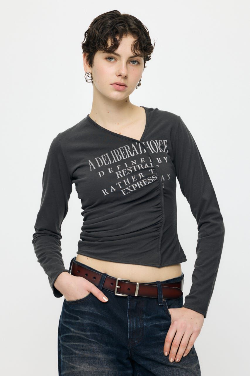 MOUSSY「FRONT GATHER DOCKING L/S トップス」|Tシャツ・カットソー|