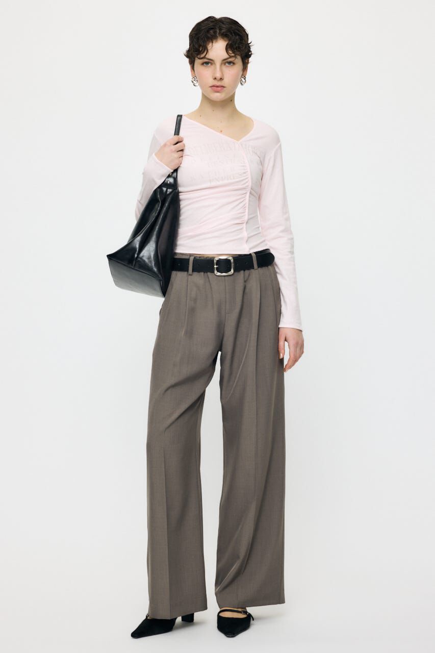 MOUSSY「FRONT GATHER DOCKING L/S トップス」|Tシャツ・カットソー|