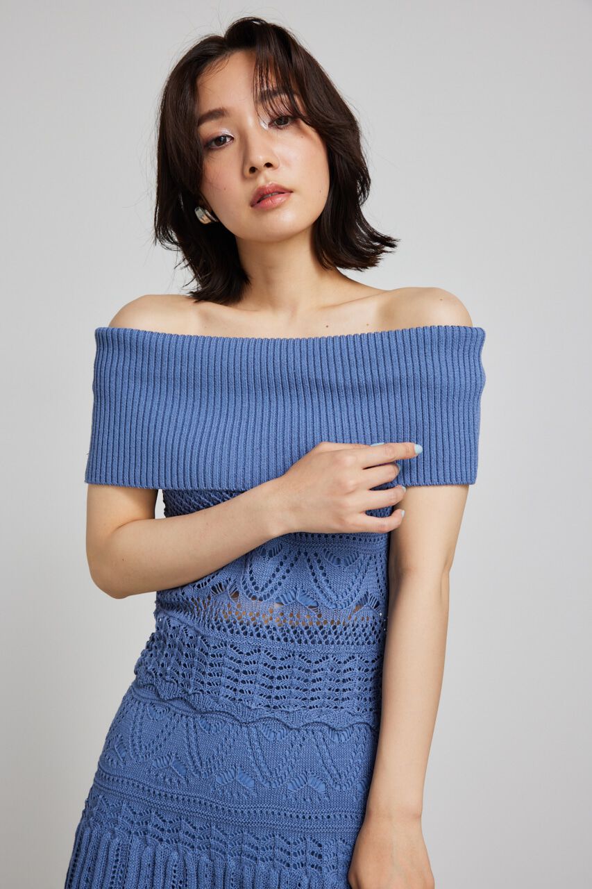 rienda「2WAYクロシェオフショルニットトップス」|ニット・セーター|BLU