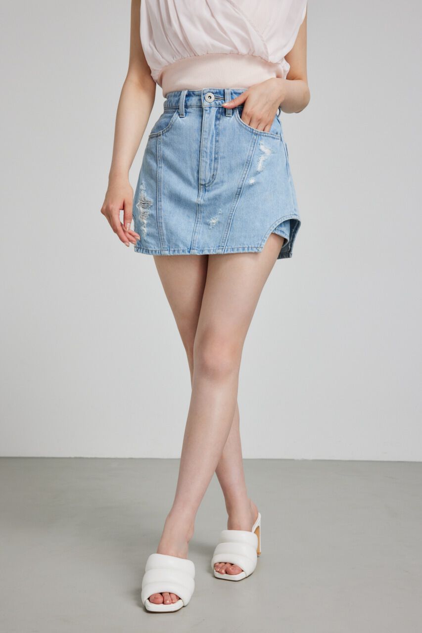 rienda「サイドカットデニムショートパンツ」|デニム|