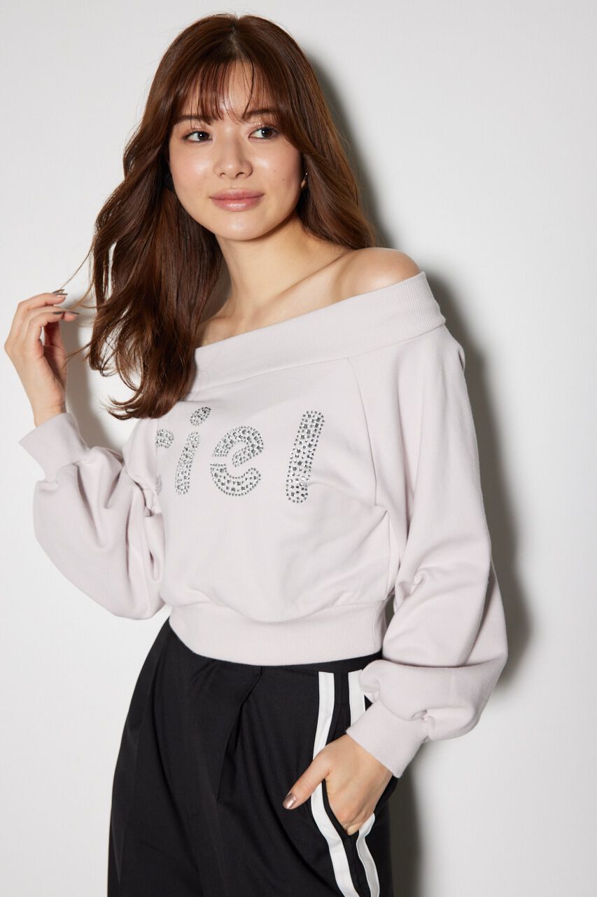 rienda「オフショルBIGロゴスウェットトップス」|Tシャツ・カットソー|PNK