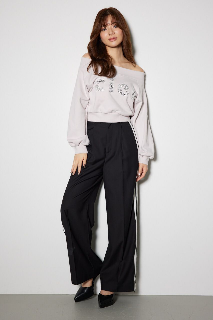 rienda「オフショルBIGロゴスウェットトップス」|Tシャツ・カットソー|