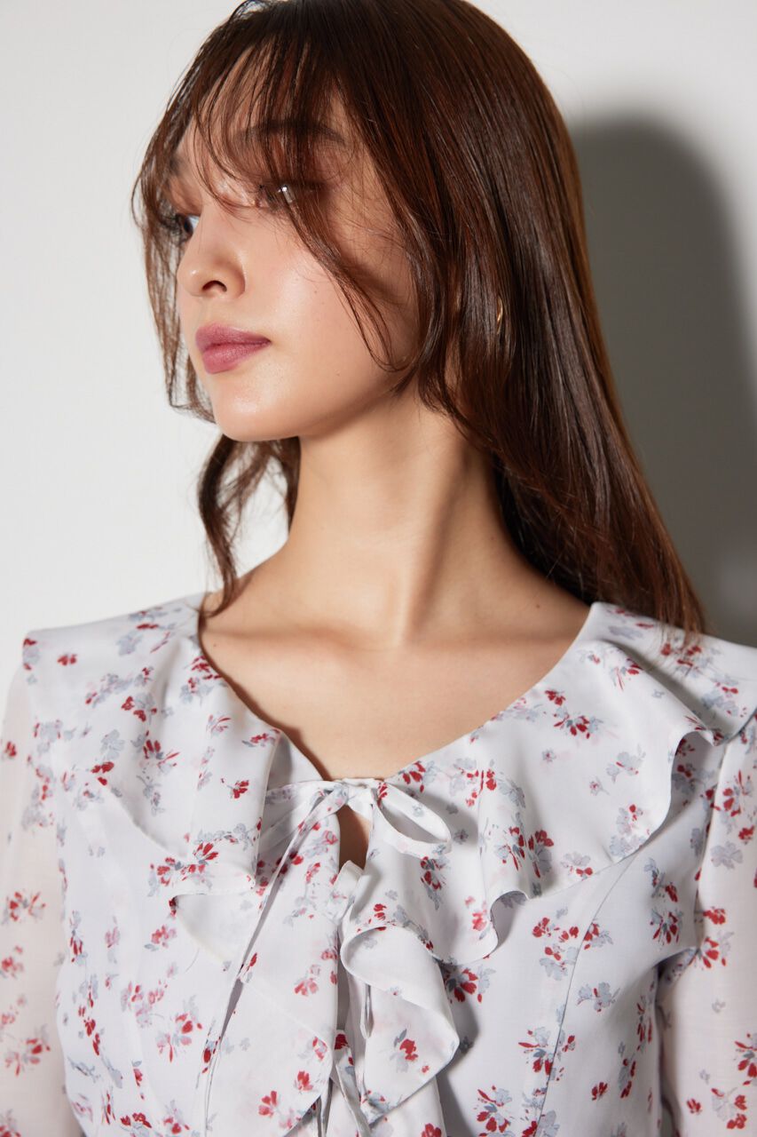 rienda「フロントフリルフラワーブラウス」|シャツ・ブラウス|