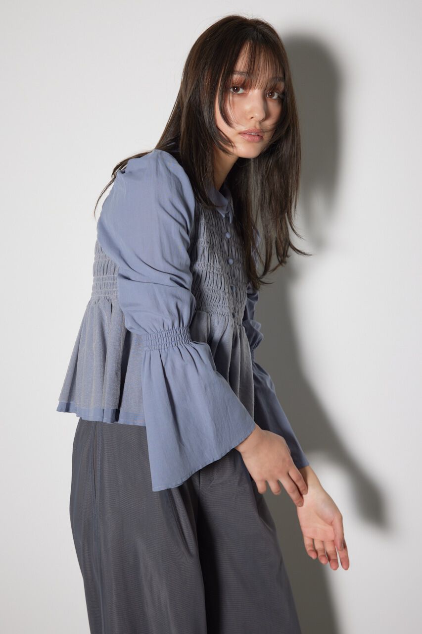rienda「シャーリングフリルチュールブラウス」|ワンピース|