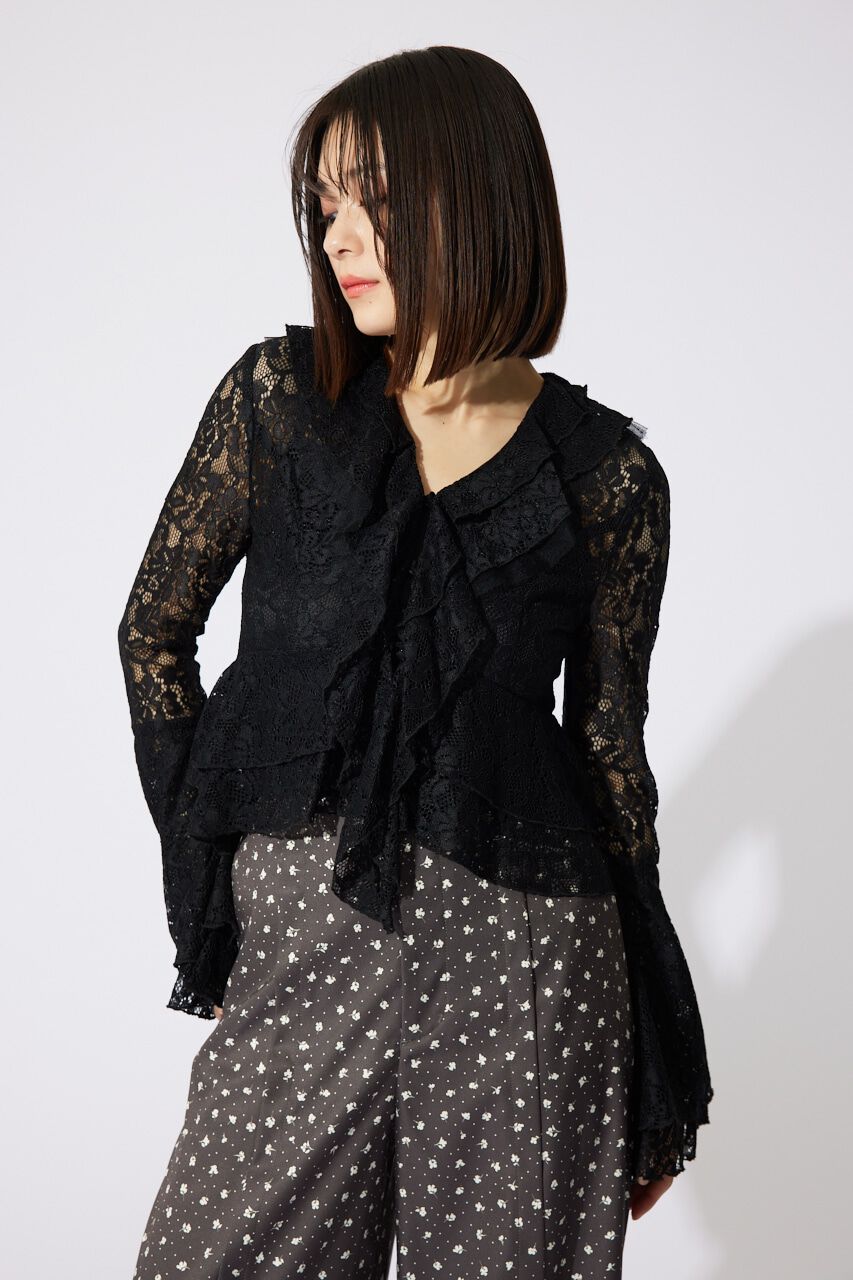 rienda「フリルレースブラウス」|シャツ・ブラウス|