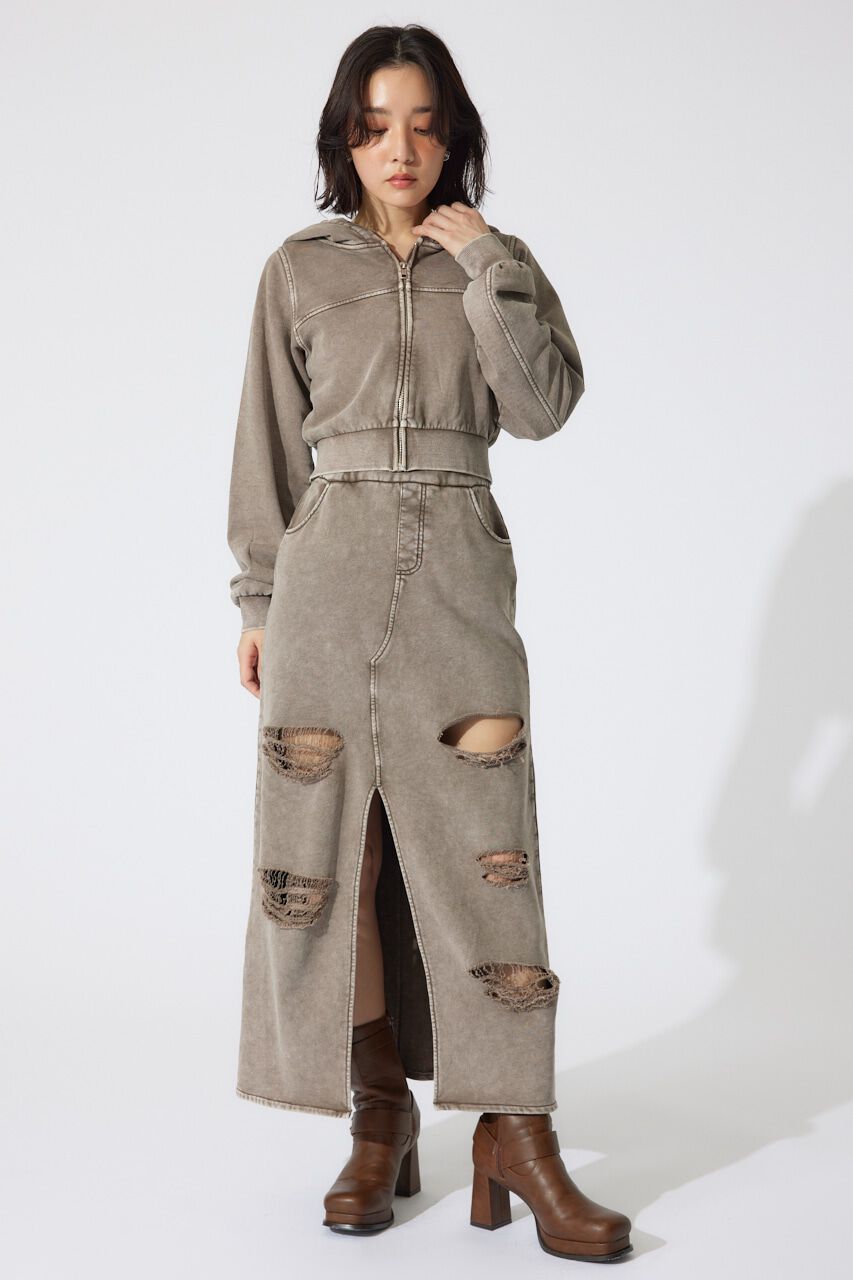 rienda「クラッシュスウェットジャストウエストスカート」|スカート|