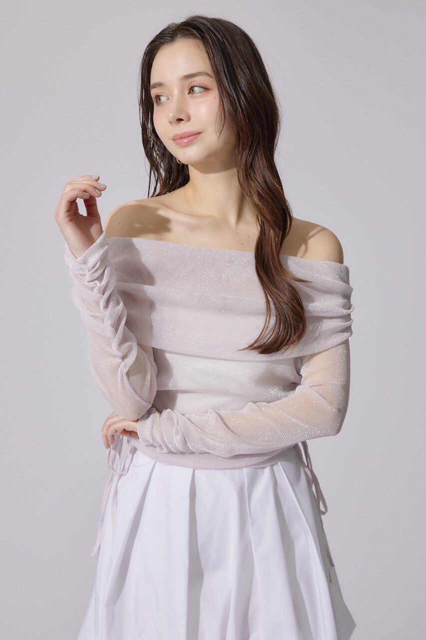 rienda「オフショルレディーラメトップス」|Tシャツ・カットソー|L/PNK1