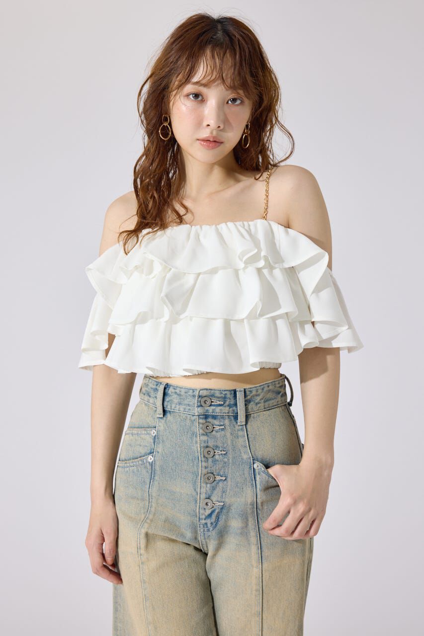 rienda「フリル2WAYオフショルブラウス」|シャツ・ブラウス|WHT