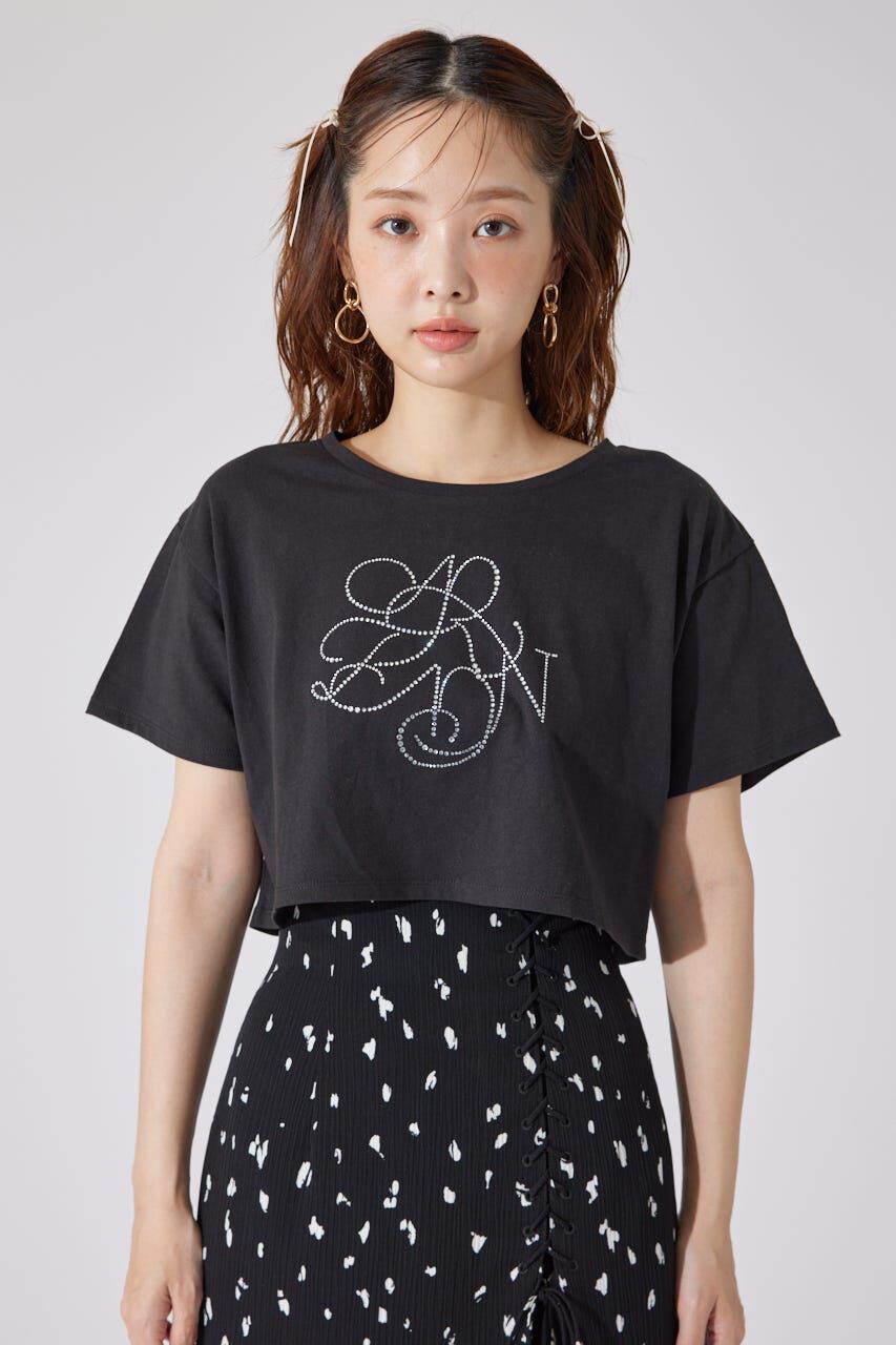 rienda「ラインストーンロゴTシャツ」|Tシャツ・カットソー|
