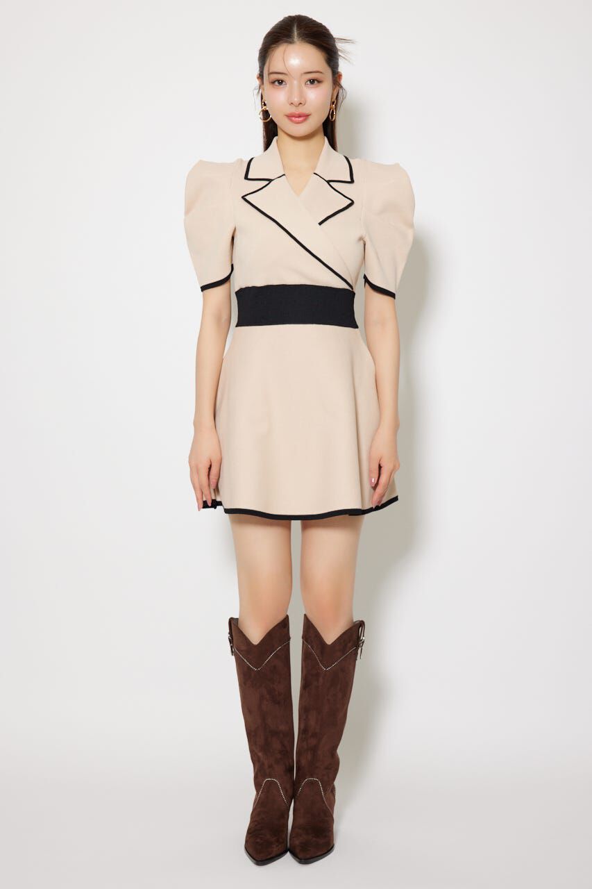 rienda「テーラードカラーミニフレアニットワンピース」|ワンピース|