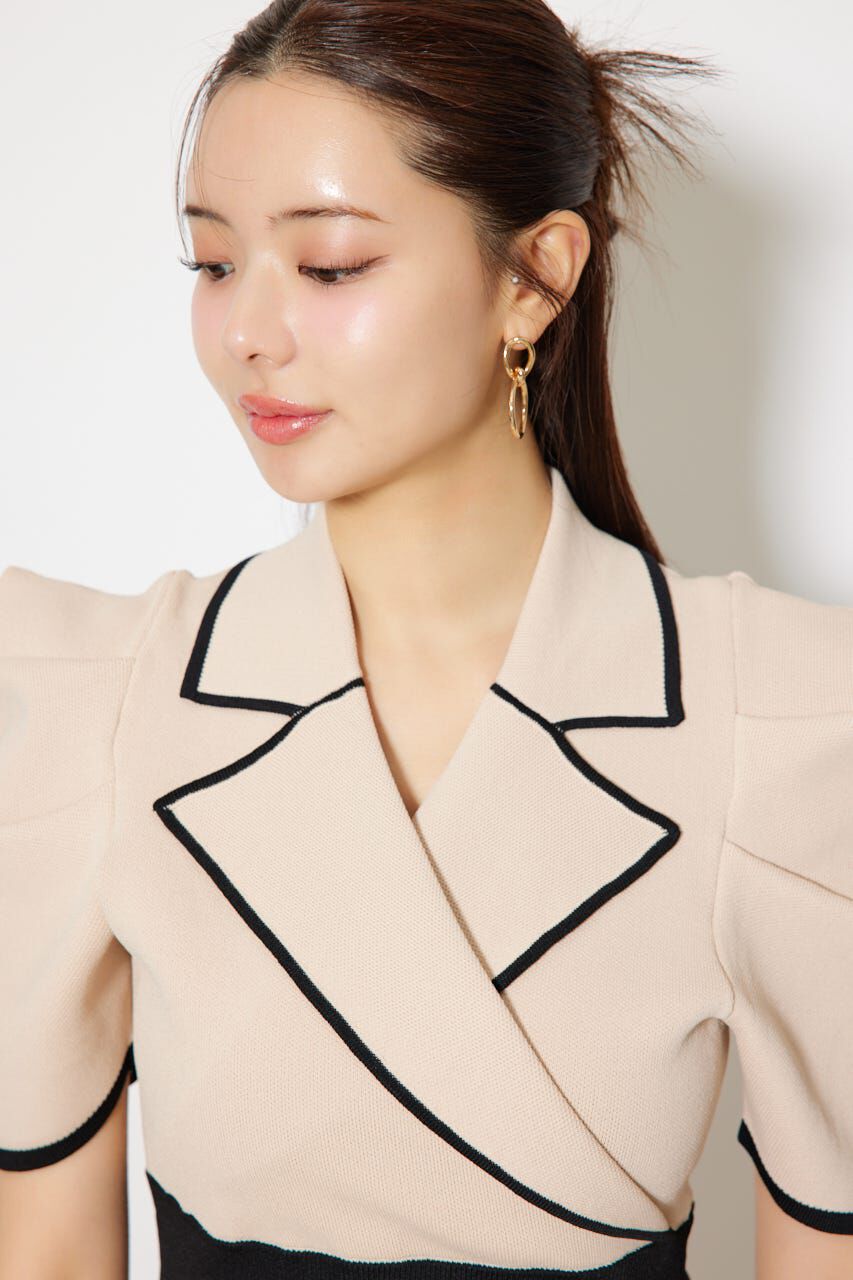 rienda「テーラードカラーミニフレアニットワンピース」|ワンピース|