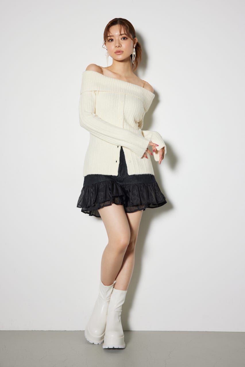 rienda「レイヤードティアードデニムスコートショートパンツ」|スカート|