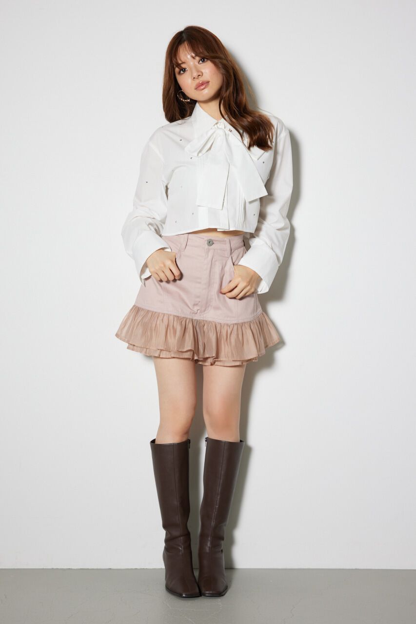 rienda「レイヤードティアードデニムスコートショートパンツ」|スカート|