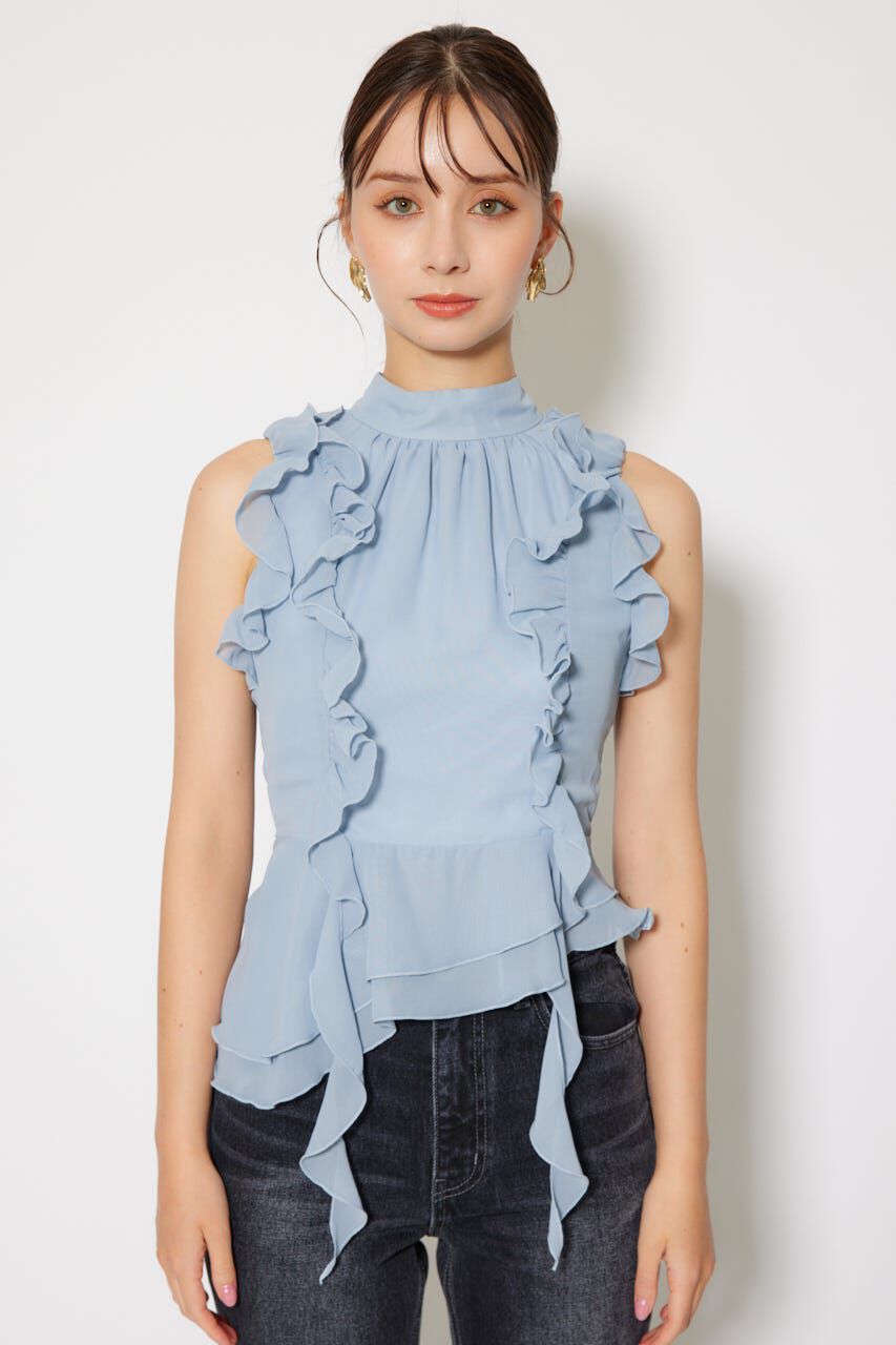 rienda「ボウタイフリルペプラムブラウス」|シャツ・ブラウス|