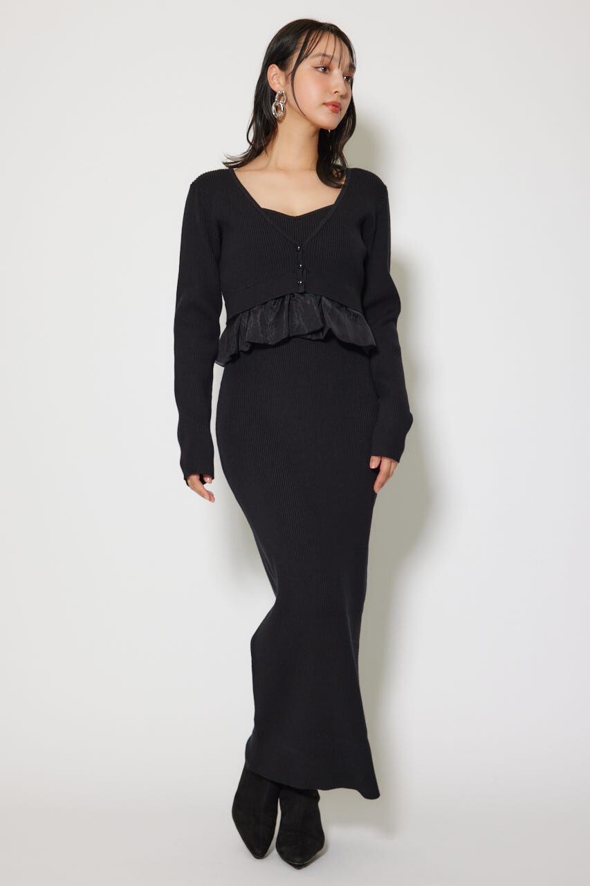 rienda「ペプラムカーデセットキャミワンピース」|ワンピース|BLK