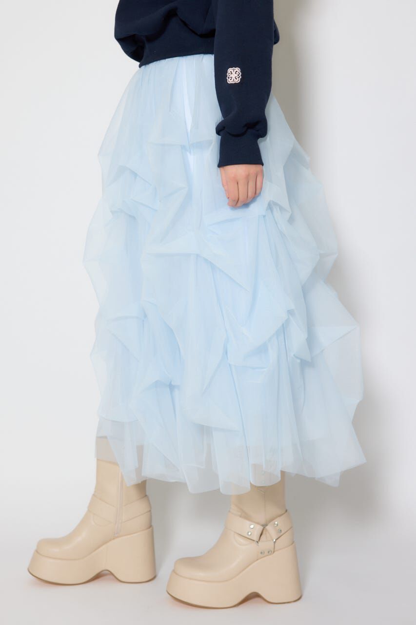rienda「ランダムタックチュールスカート」|スカート|