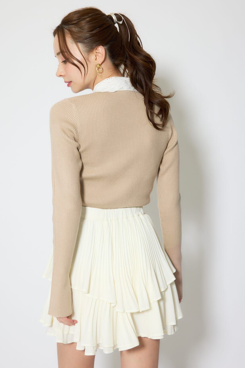 rienda「コットンレースリボンニットトップス」|ニット・セーター|