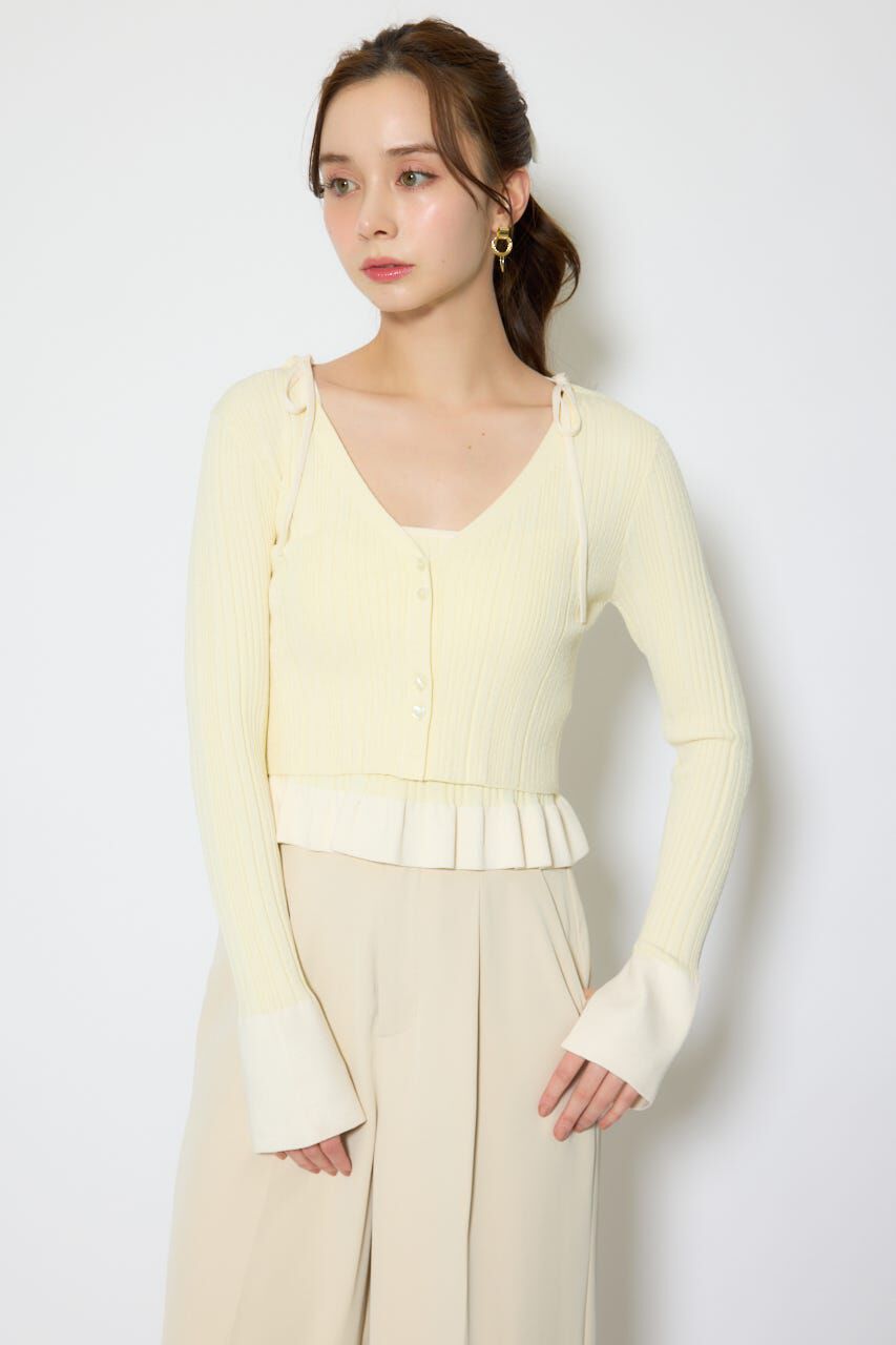 rienda「ペプラムキャミセットニットカーディガン」|カーディガン|YEL