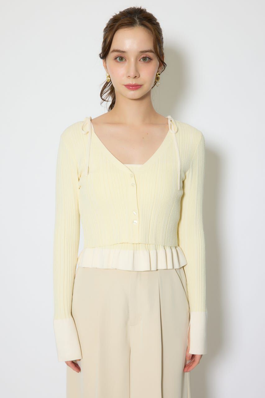 rienda「ペプラムキャミセットニットカーディガン」|カーディガン|