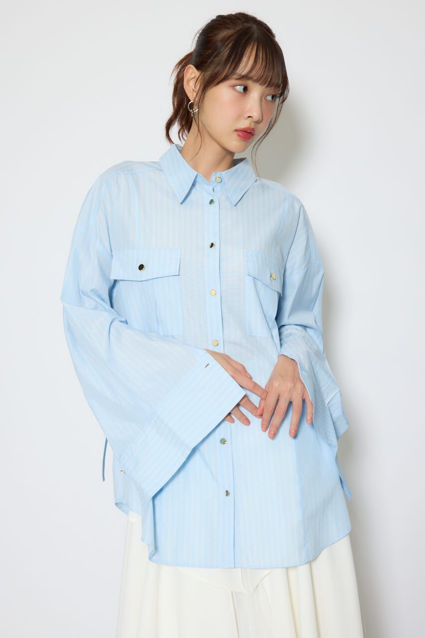 rienda「ベルトディティールビッグシャツ」|シャツ・ブラウス|