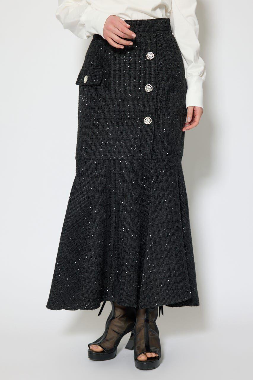 rienda「ラップスリットツイードマーメイドスカート」|スカート|