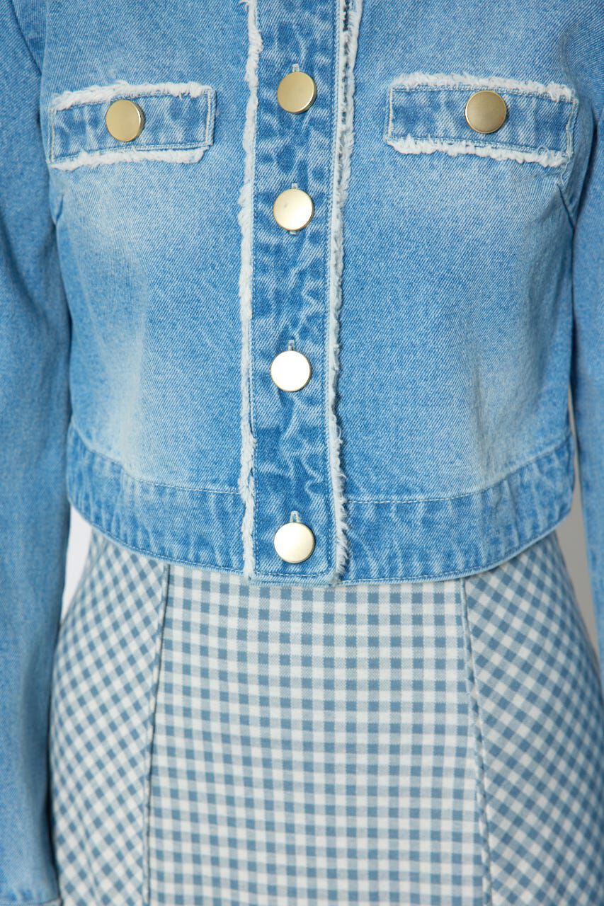 rienda「ノーカラーフリンジデニムジャケット」|デニムジャケット|