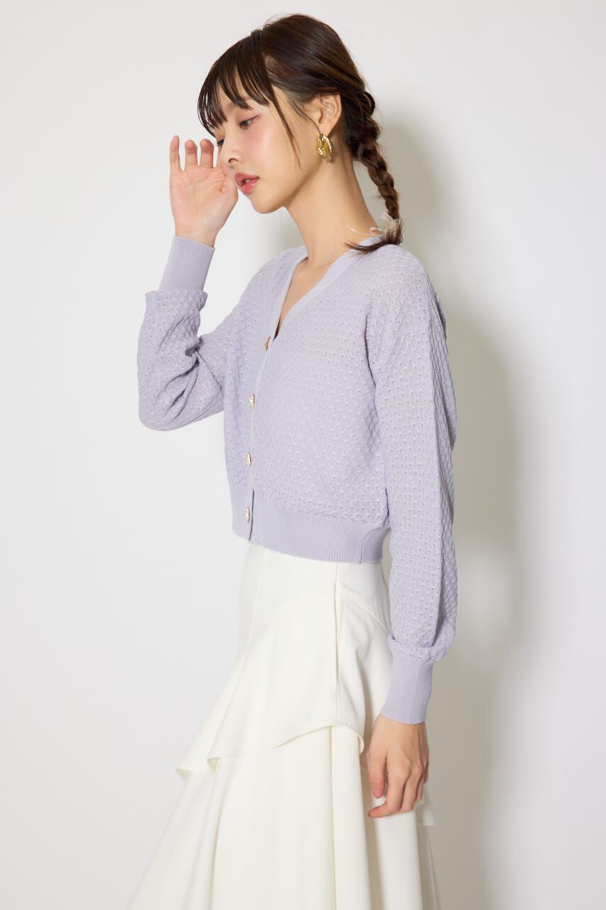 rienda「柄編みシアーカーディガン」|カーディガン|