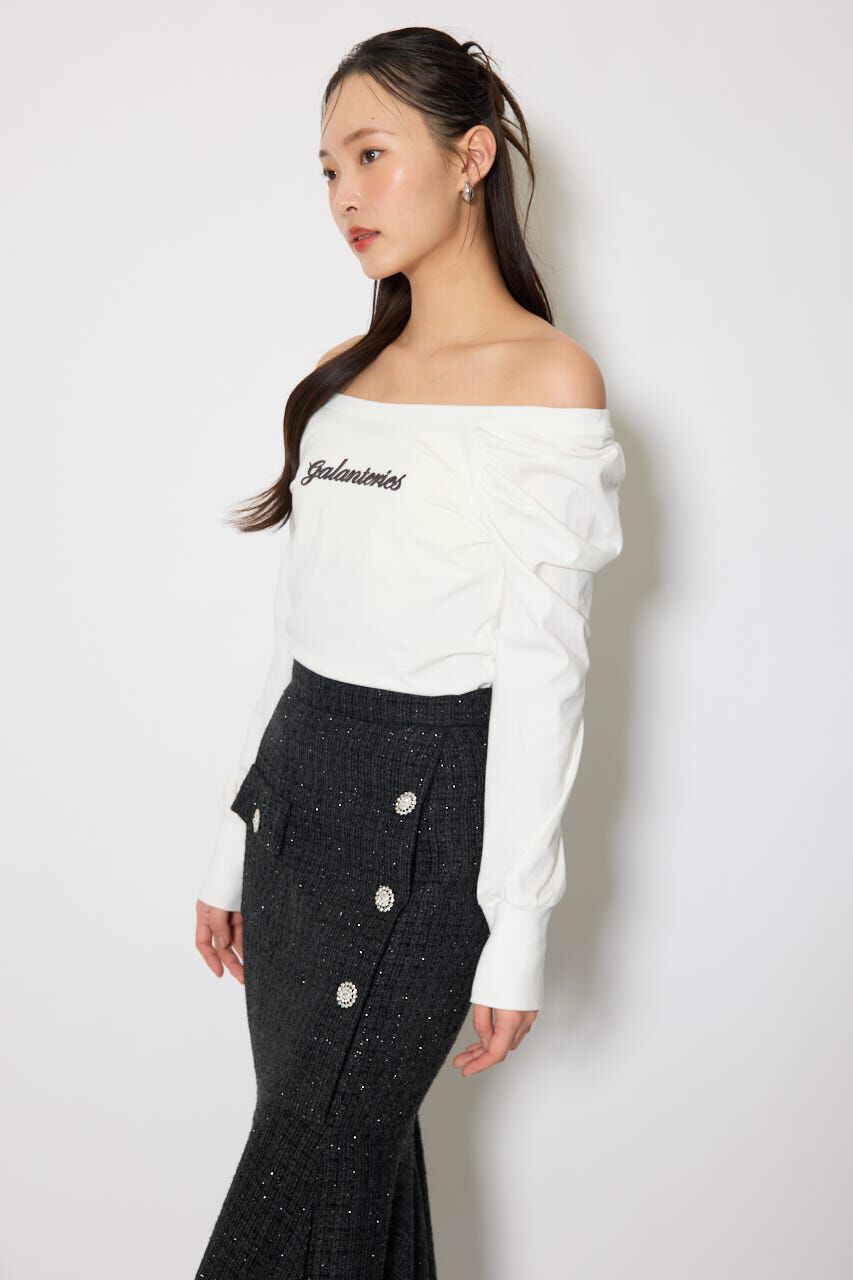 rienda「オフショルカットロングTシャツ」|Tシャツ・カットソー|